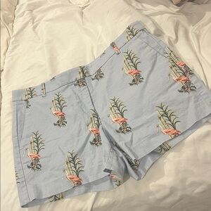 Ann Taylor Light‎ Blue Shorts with Flamingo Print